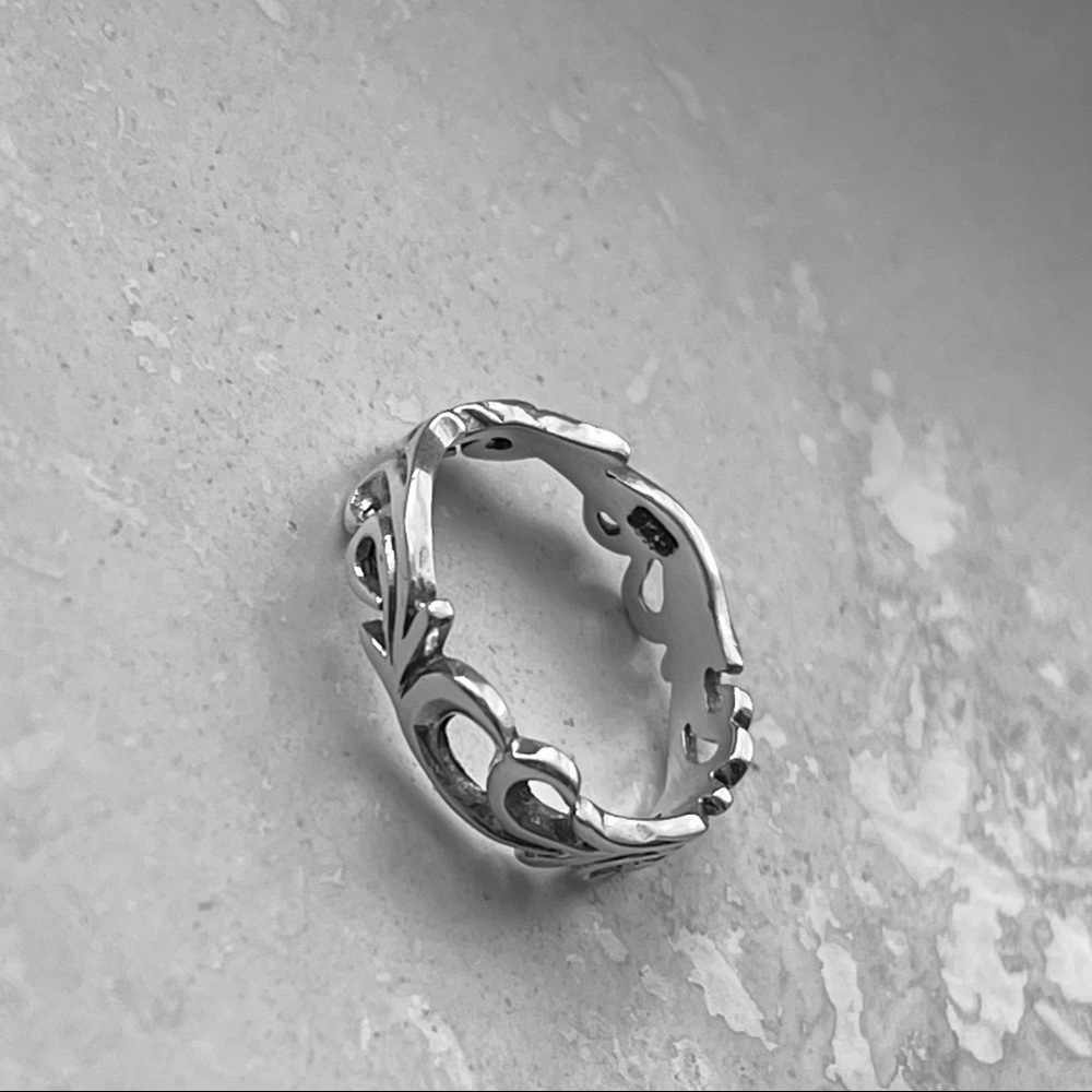 Sterling silver vines ring, swirls ring, silver vines ring, silver band ring